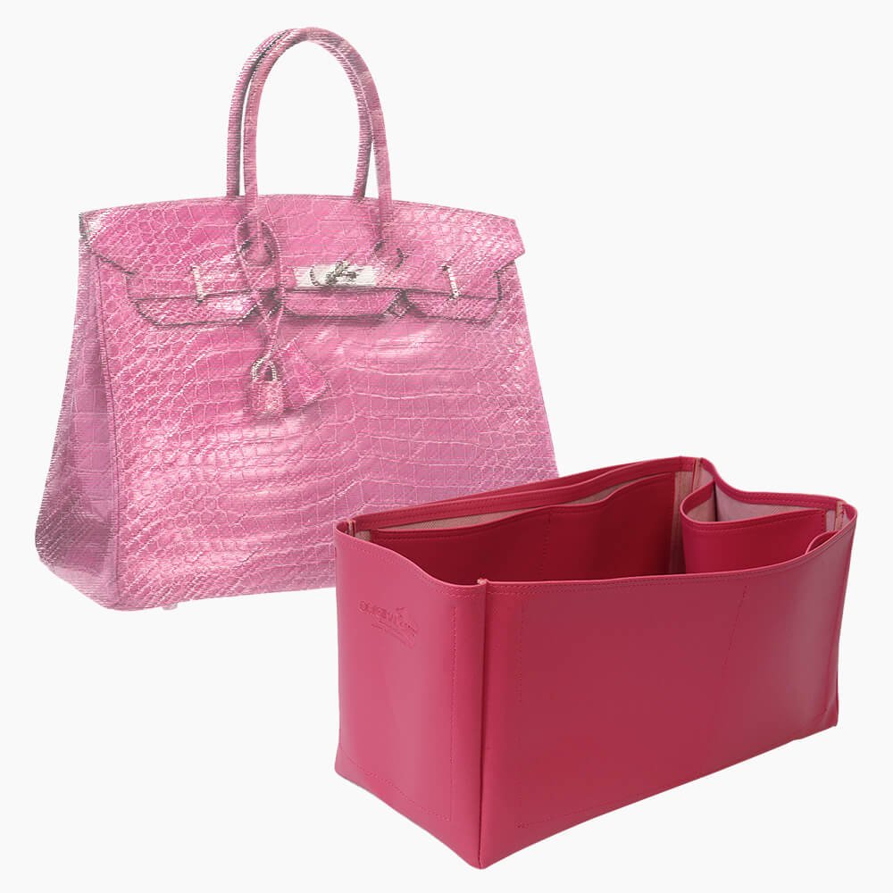 Birkin 40 Vegan Leather Handbag Organizer in Fuchsia Color